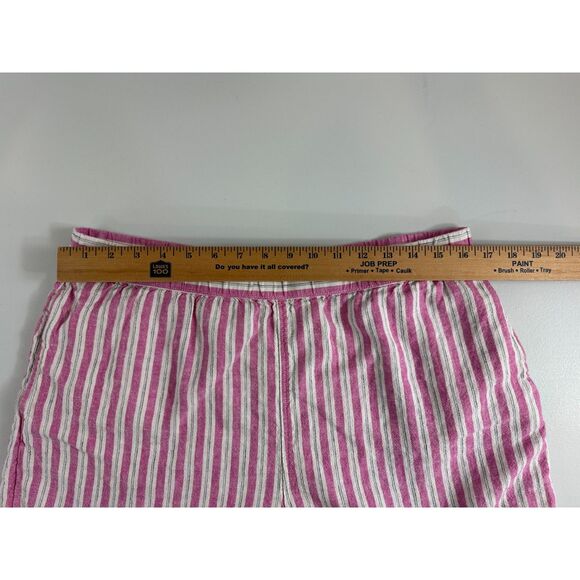 Universal Thread Linen Blend Pull On Short Pink White Stripe Women's L Large - Picture 6 of 11